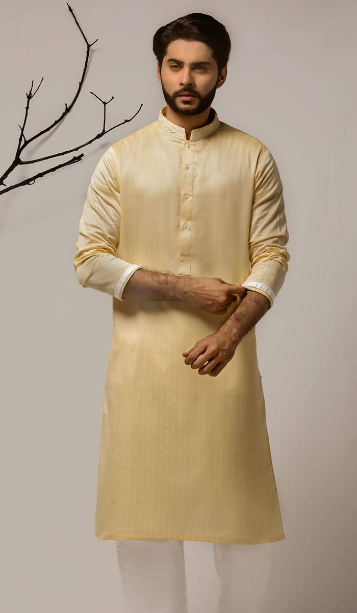 Arabian Gold Collar Work Cotton Kurta (2-Piece) - Image 1