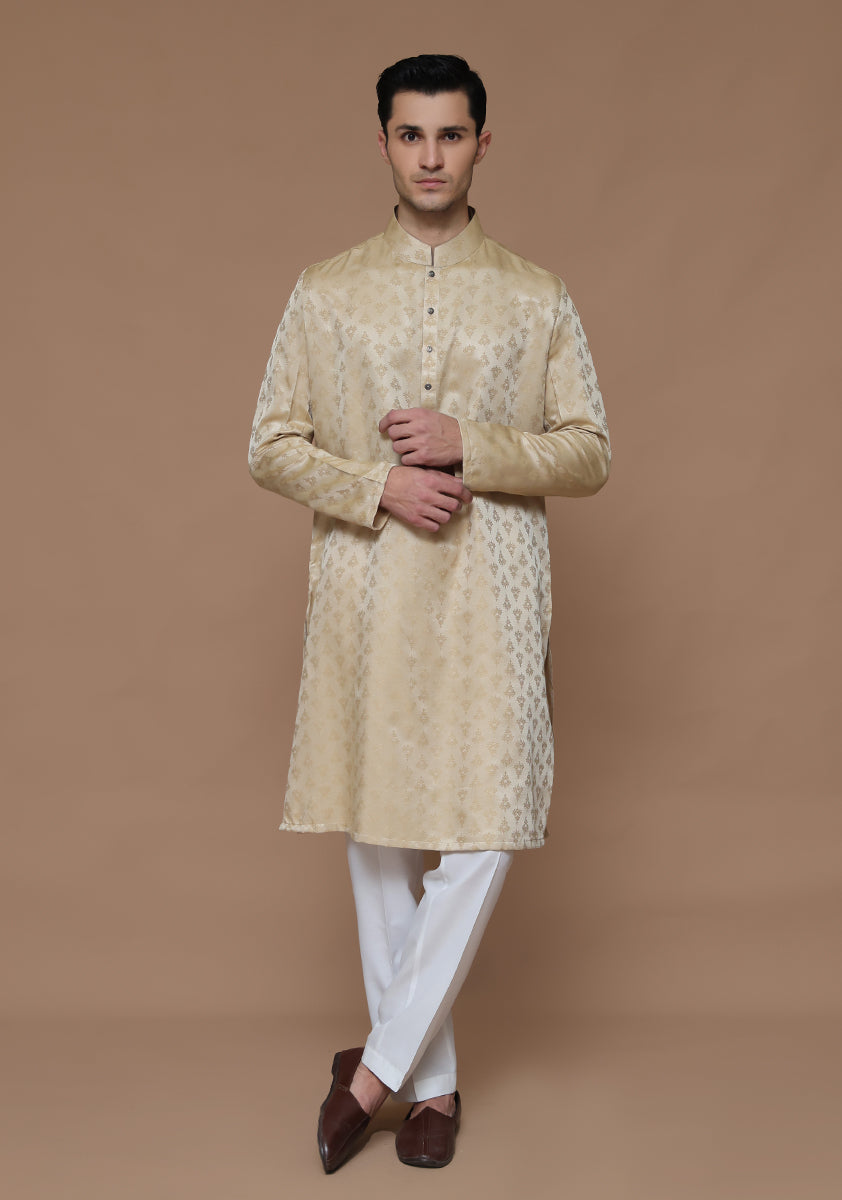 Gold Woven Jamawar Kurta (2-Piece) - Image 1