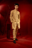 Golden Embroidered Silk Kurta Pajama (2-Piece) - Image 2