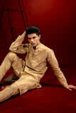 Golden Embroidered Silk Kurta Pajama (2-Piece) - Image 5