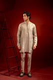 Champagne Self-Textured Kurta Pajama (2-Piece) - Image 5