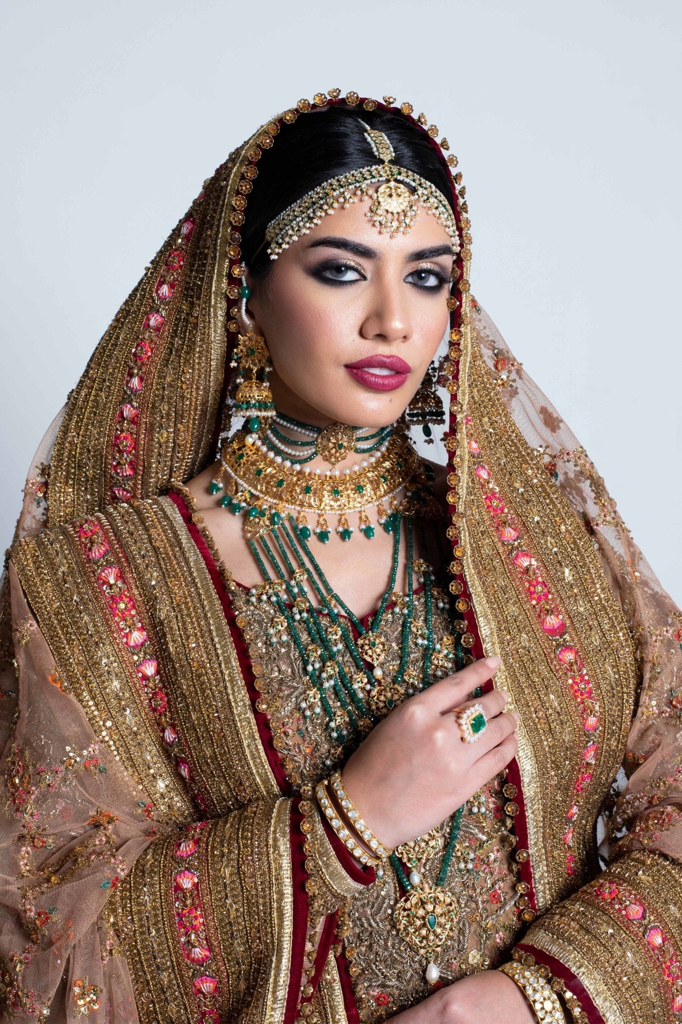 Antique Gold Embroidered Tissue Lehenga Set (3-Piece) - Image 4