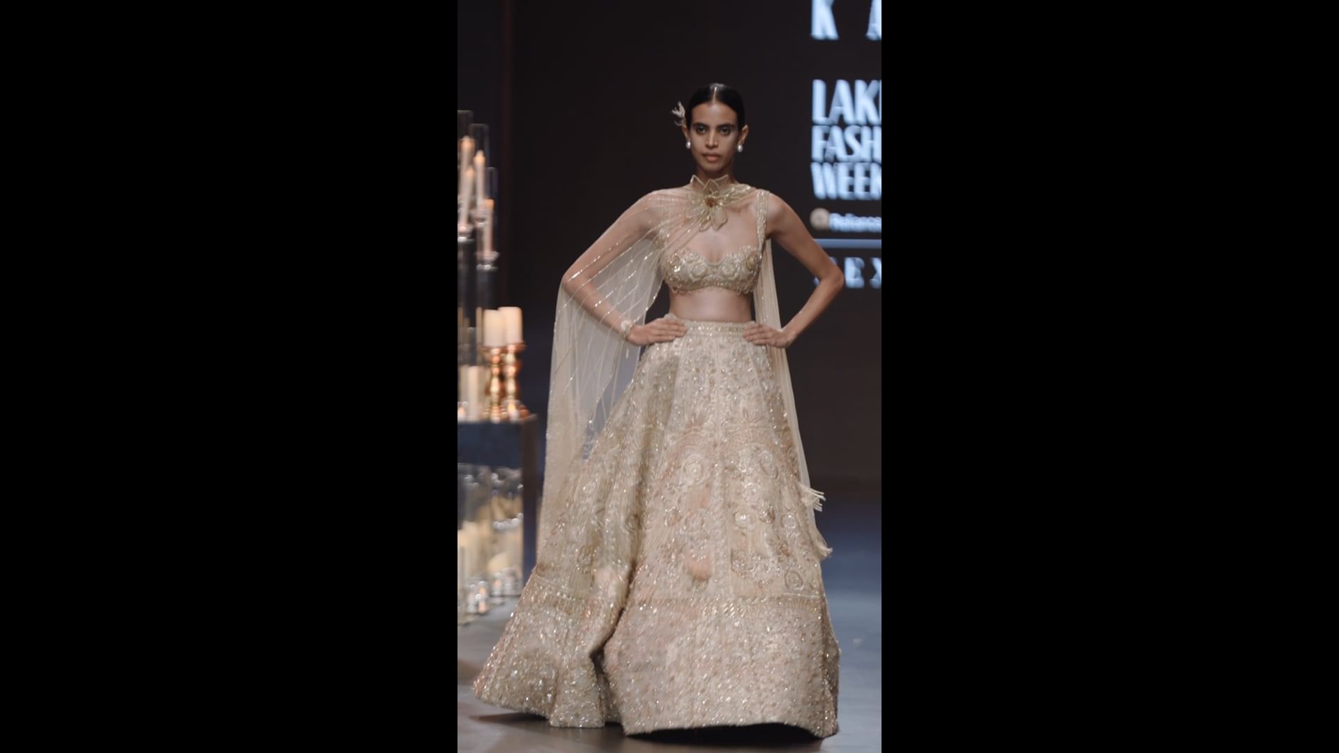 Gold Embroidered Art Silk Bridal Lehenga (3-Piece) - Image 3