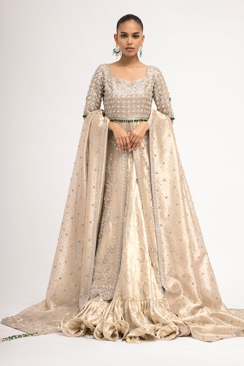 Gold Zardozi Tissue & Brocade Peshwas Lehnga (3-Piece) - Image 1