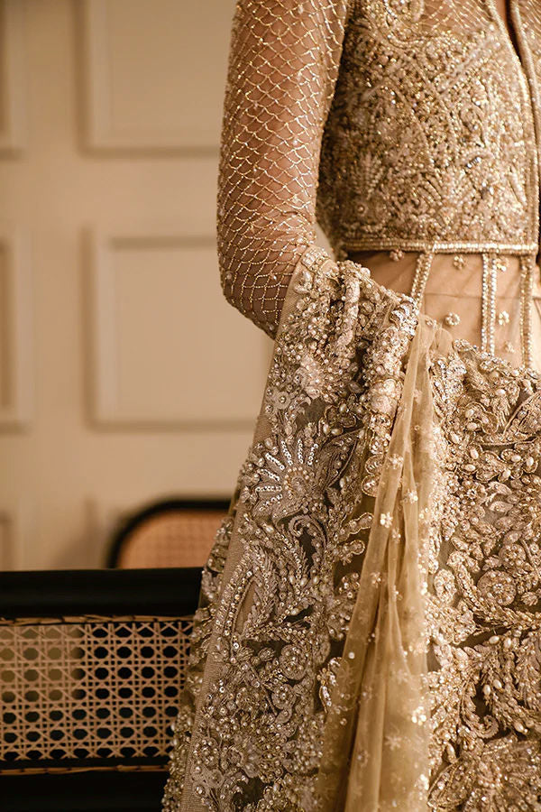 Amber Zardozi Swarovski Tulle Jacket & Brocade Lehenga (3-Piece) - Image 4