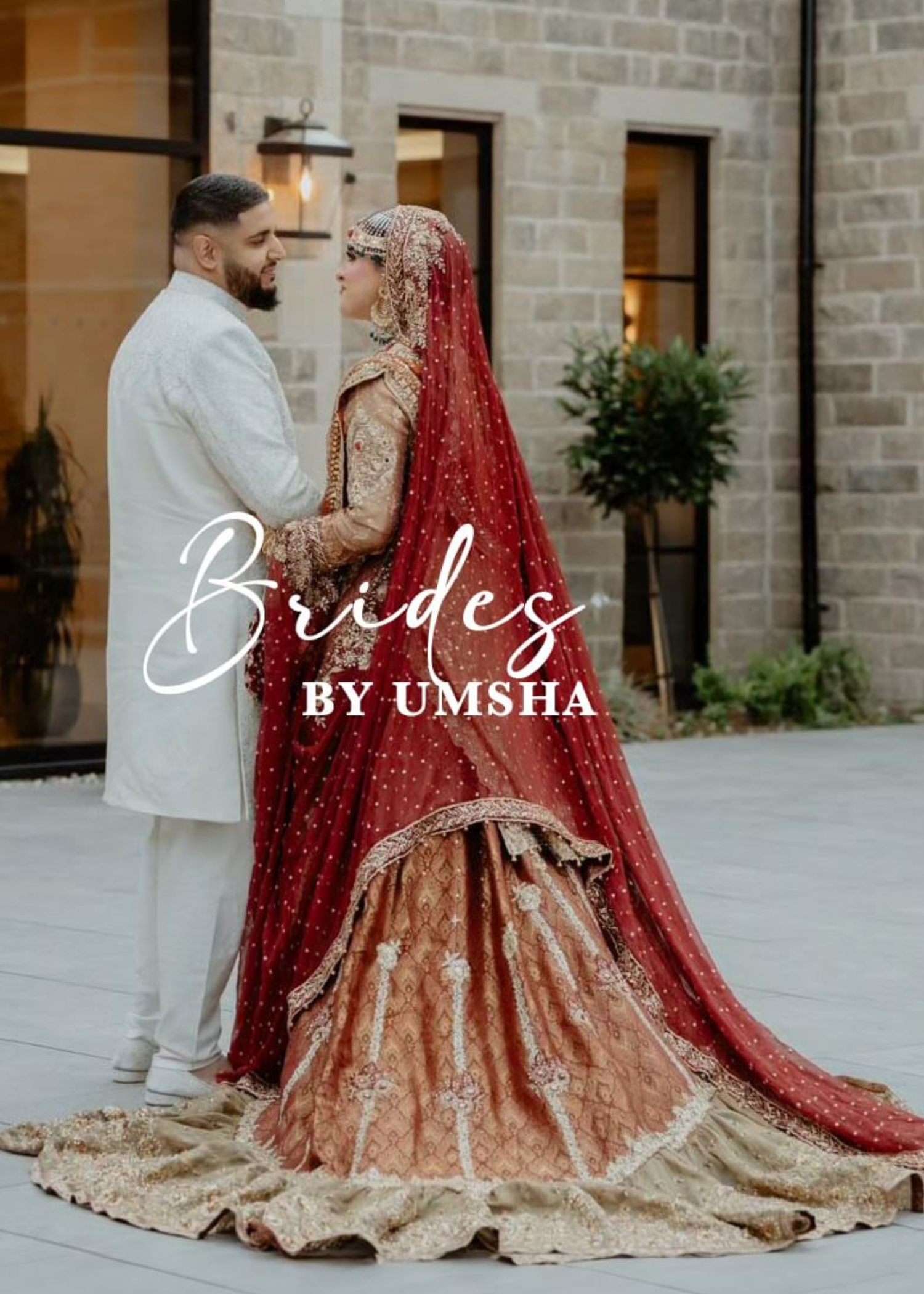 Pakistani Deep Red Gold Embroidered Brocade Silk Bridal Lehenga (3-Piece) - Image 1