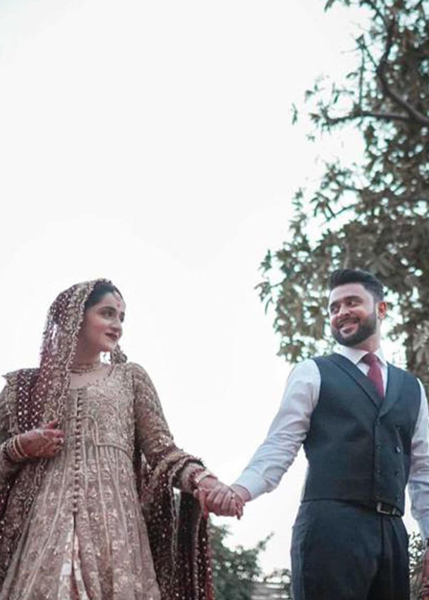 Pakistani Champagne Gold Zardozi Brocade Bridal Lehenga (3-Piece) - Image 2