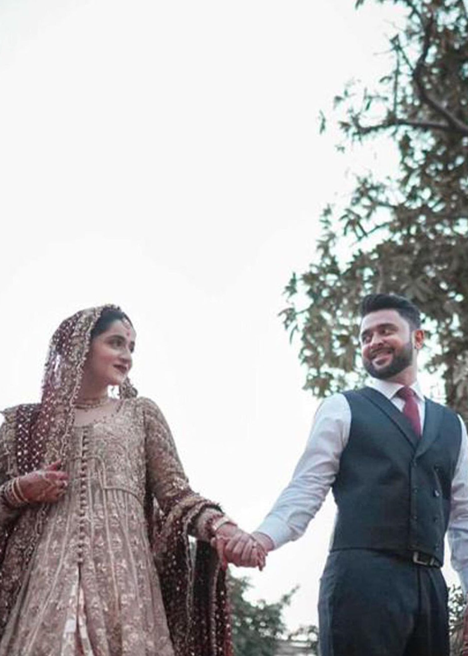 Pakistani Champagne Gold Zardozi Brocade Bridal Lehenga (3-Piece) - Image 3