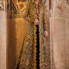 Pakistani Antique Gold Zardozi Silk Bridal Jacket & Lehenga (2-Piece) - Image 3