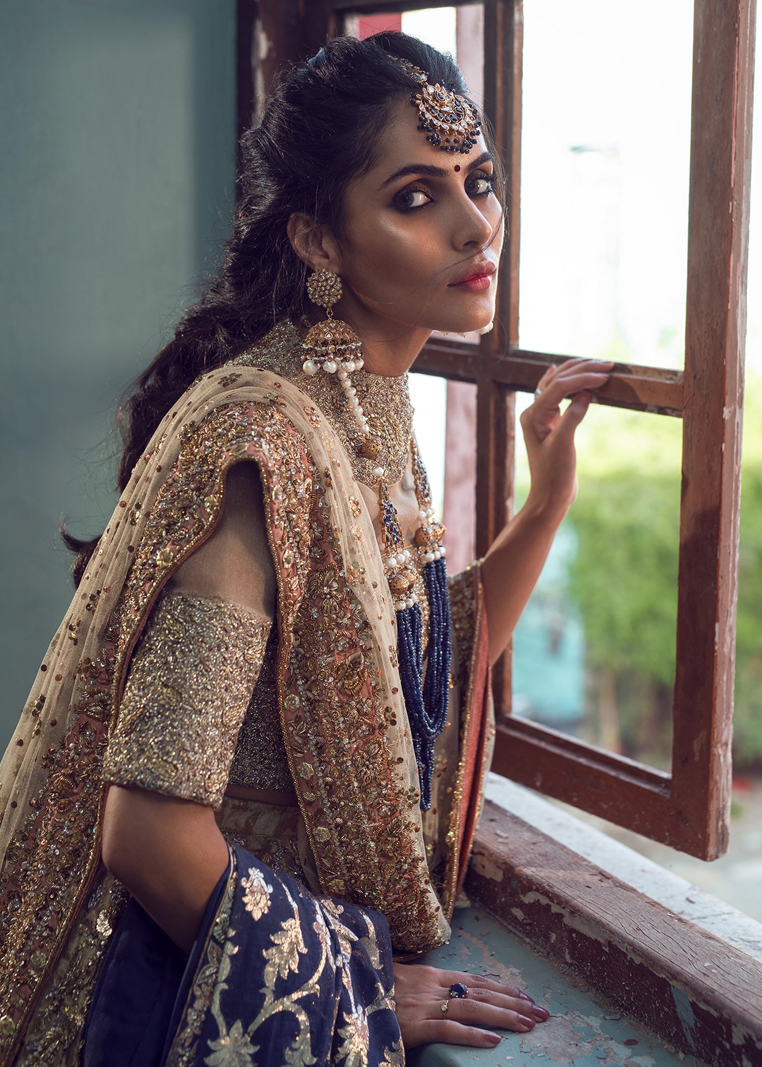 Gold Embellished Silk Maysori Lehenga (3-Piece) - Image 3