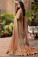 Rose Gold Zardozi Tissue A-Line Bridal Lehenga (3-Piece) - Image 4