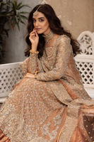 Rose Gold Zardozi Tissue A-Line Bridal Lehenga (3-Piece) - Image 7