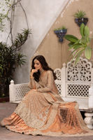 Rose Gold Zardozi Tissue A-Line Bridal Lehenga (3-Piece) - Image 8