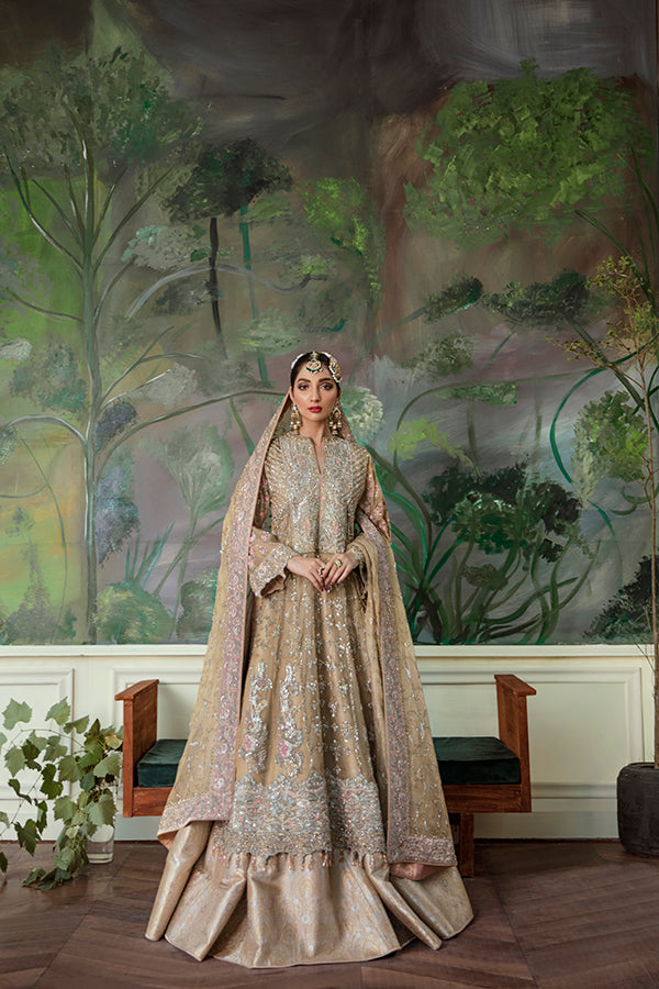 Gold Zari Net Bridal Lehenga Set (3-Piece) - Image 1