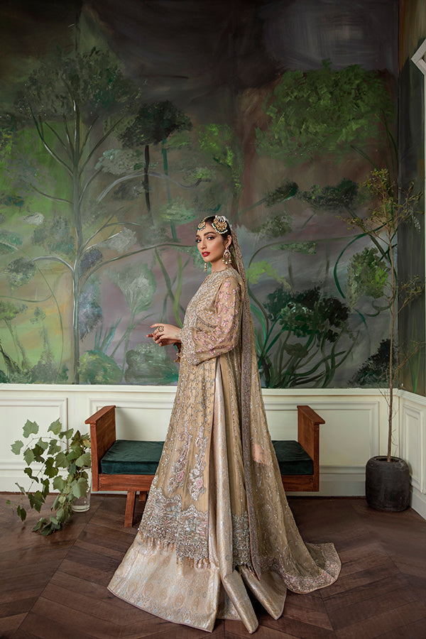 Gold Zari Net Bridal Lehenga Set (3-Piece) - Image 2