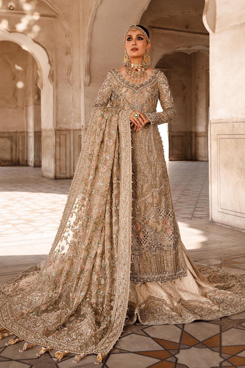 Golden Embellished Tissue & Jamawar Lehenga (3-Piece) - Image 1