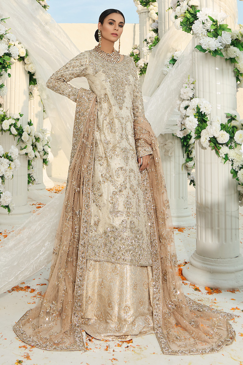 Golden Swarovski Jamawar Bridal Lehenga (3-Piece) - Image 1