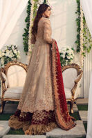 Golden Embroidered Tissue Gown with Jamawar Lehenga (3-Piece) - Image 5