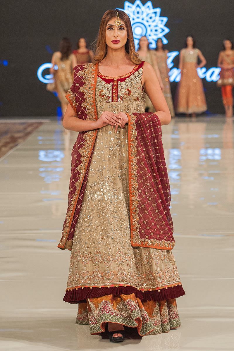 Gold Embroidered Tissue Bridal Gown (3-Piece) - Image 1