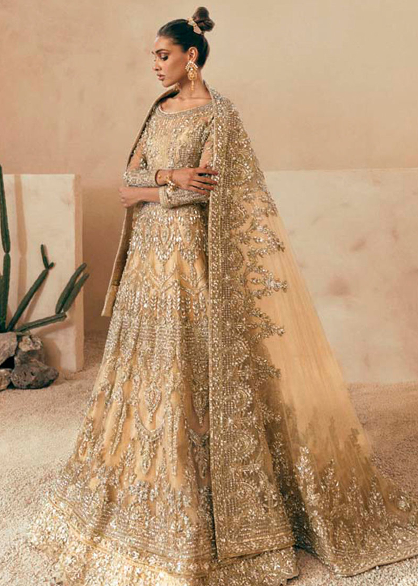 Indian Gold Zardozi Jamawar Lehenga Set (3-Piece) - Image 2