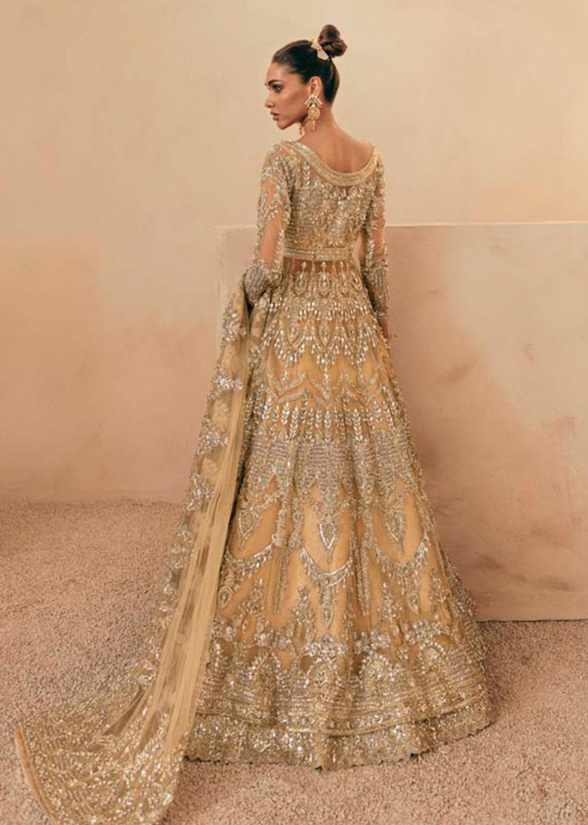 Indian Gold Zardozi Jamawar Lehenga Set (3-Piece) - Image 5