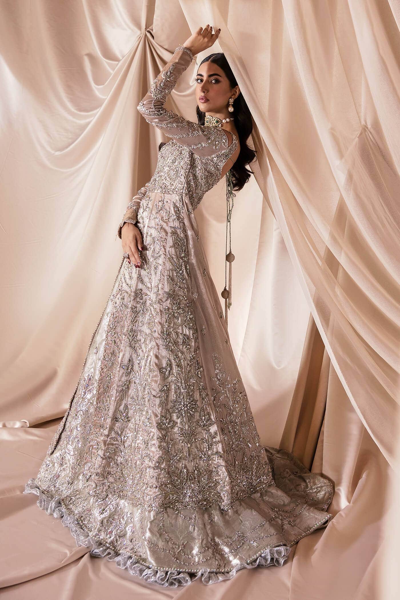 Rose Gold Embellished Pure Tissue Bridal Gown (3-Piece) - Image 2