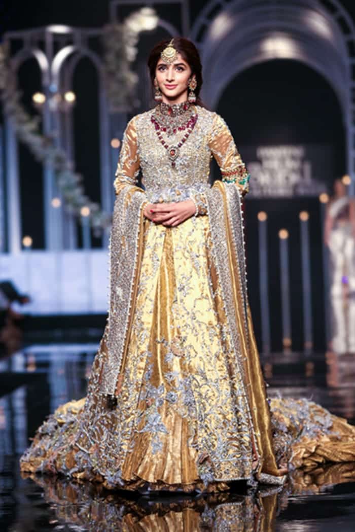 Pakistani Gold Zardozi Swarovski Kimkhab Bridal Lehenga (3-Piece) - Image 1