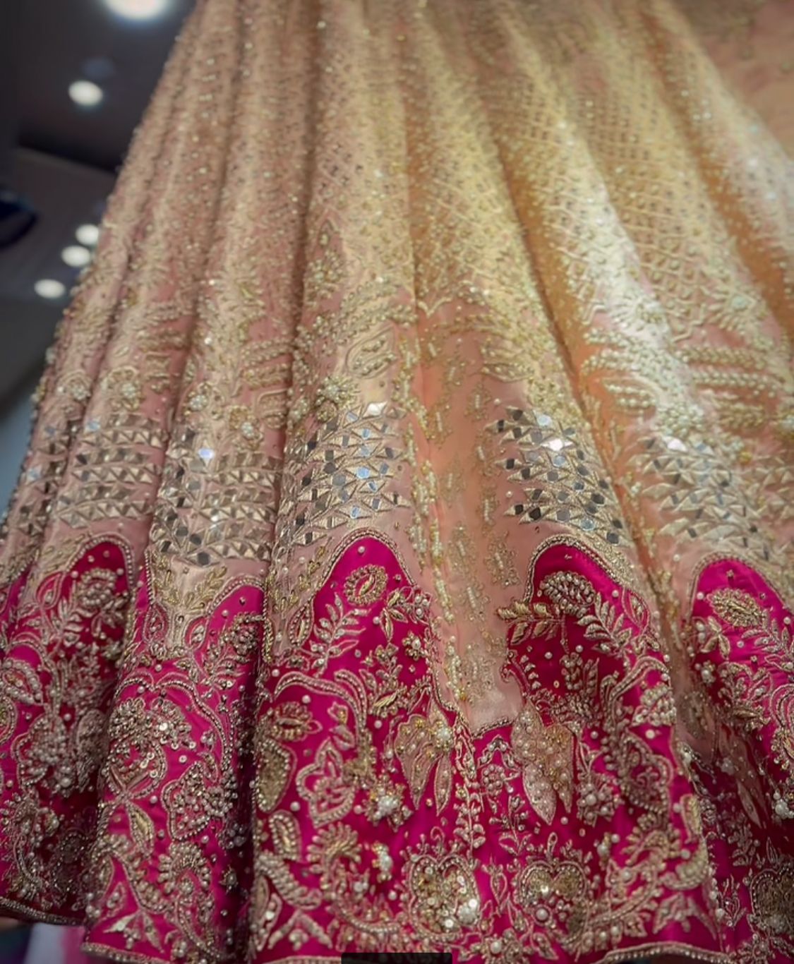 Rose Gold Embellished Lama Tissue Lehenga Choli (2-Piece) - Image 5