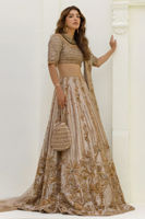 Pakistani Gold Embellished Pure Lama Lehnga Choli (3-Piece) - Image 2