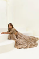 Pakistani Gold Embellished Pure Lama Lehnga Choli (3-Piece) - Image 3