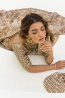 Pakistani Gold Embellished Pure Lama Lehnga Choli (3-Piece) - Image 6
