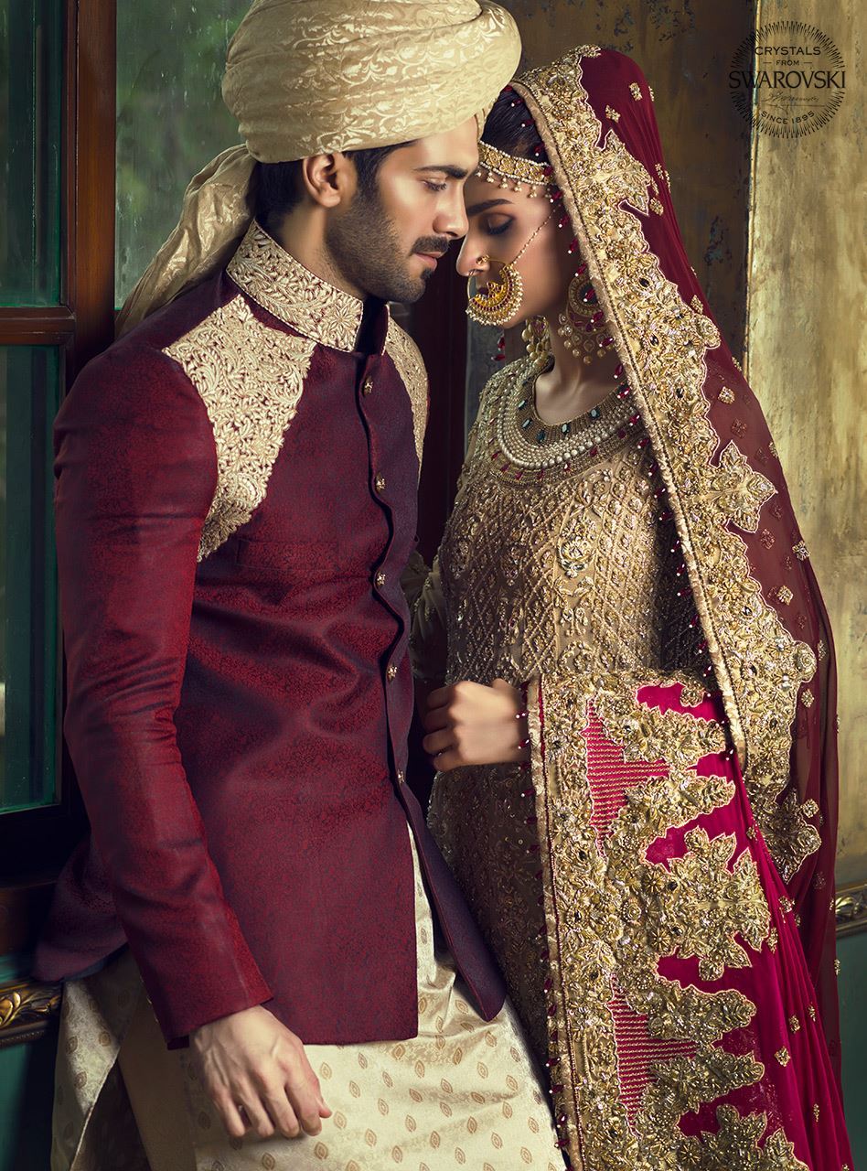 Light Gold Swarovski Lame Bridal Lehenga (3-Piece) - Image 4