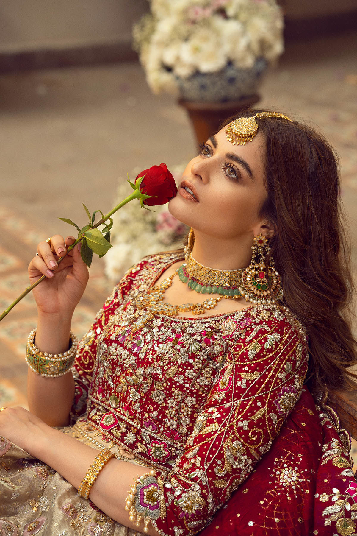 Pakistani Gold Zardozi Lamé Lehenga (3-Piece) - Image 7