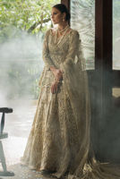 Pakistani Gold Zardozi Lamé Peplum Lehenga (3-Piece) - Image 2