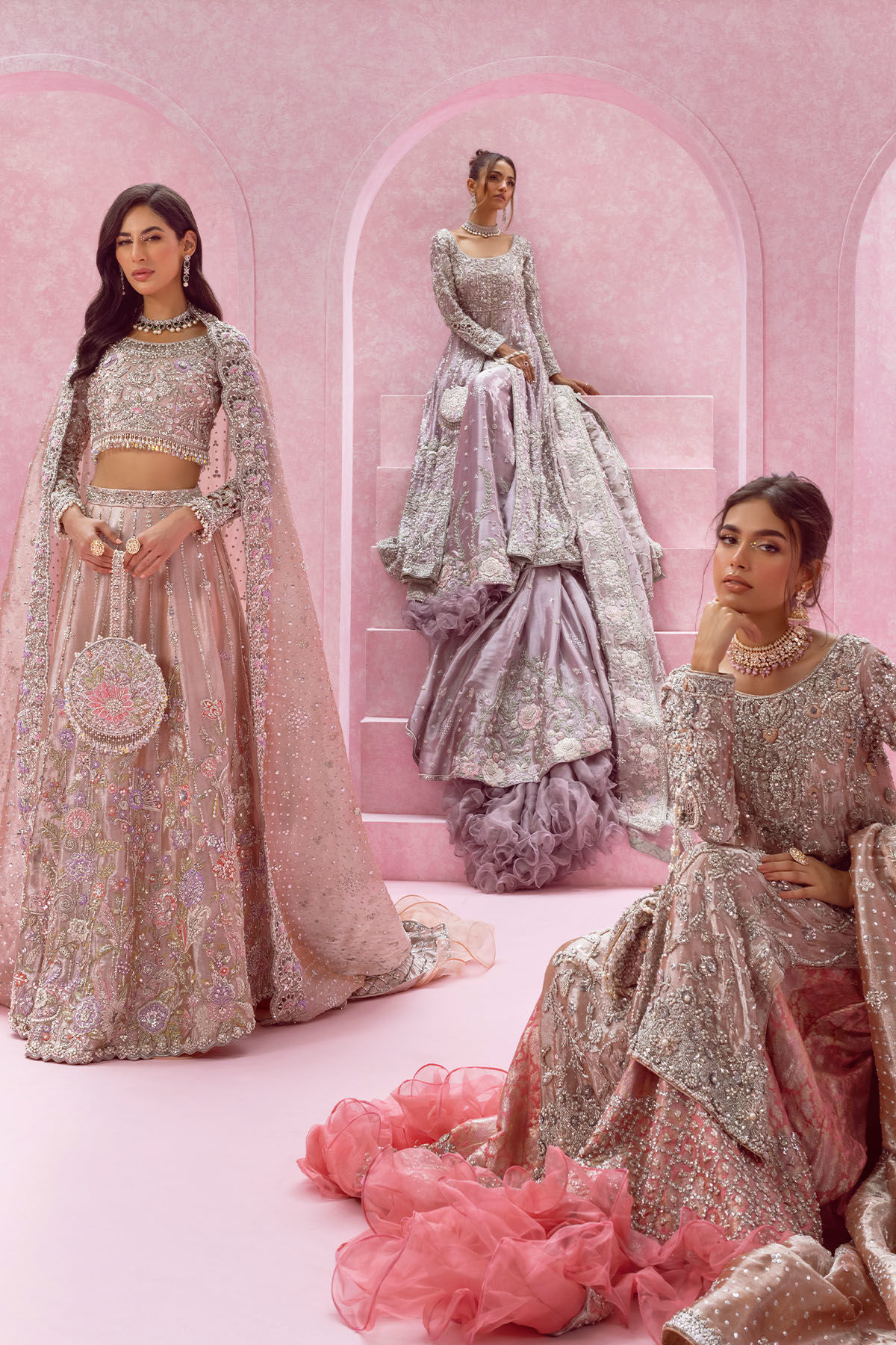 Peach Gold Zardozi Lame Lehenga (3-Piece) - Image 5