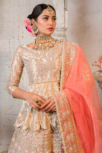 Pakistani Rose Gold Embroidered Maisoori Peplum Lehenga (3-Piece) - Image 3