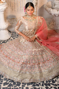 Pakistani Rose Gold Embroidered Maisoori Peplum Lehenga (3-Piece) - Image 6