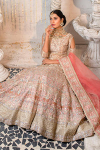 Pakistani Rose Gold Embroidered Maisoori Peplum Lehenga (3-Piece) - Image 7