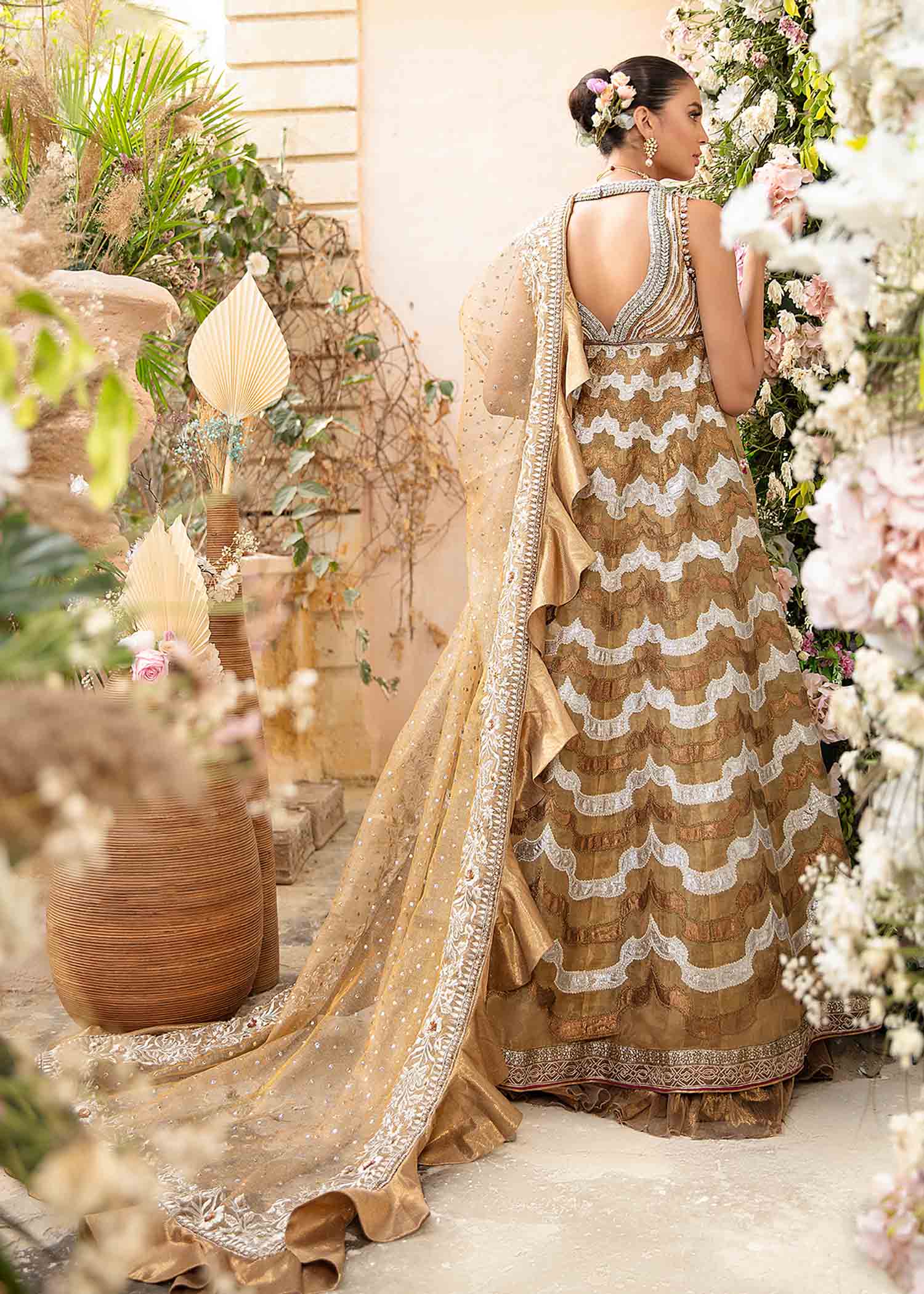 Gold Embellished Masoori Lehenga Set (3-Piece) - Image 4