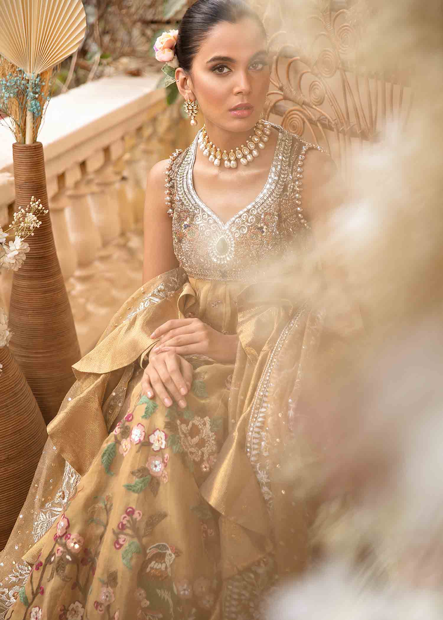 Gold Embellished Masoori Lehenga Set (3-Piece) - Image 5