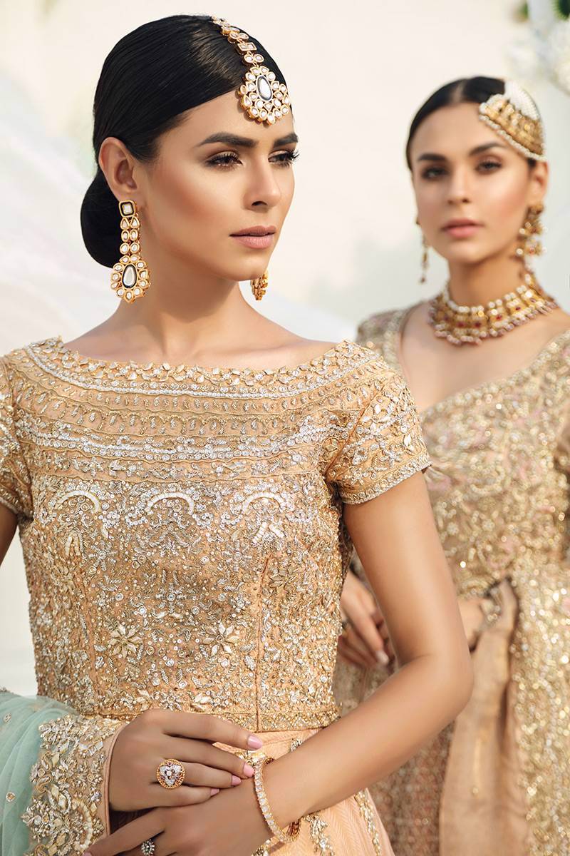 Pakistani Peach-Gold Gota Patti Jamawar Lehnga Choli (3-Piece) - Image 7