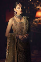 Grey 3D Embroidered Net Lehenga Set (3-Piece) - Image 4