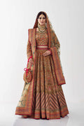 Pakistani Mustard Gold Embroidered Net Bridal Lehenga (4-Piece) - Image 1
