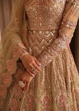 Pakistani Muted Gold Hand-Embellished Net Lehenga (3-Piece) - Image 4