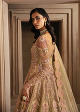 Pakistani Muted Gold Hand-Embellished Net Lehenga (3-Piece) - Image 6