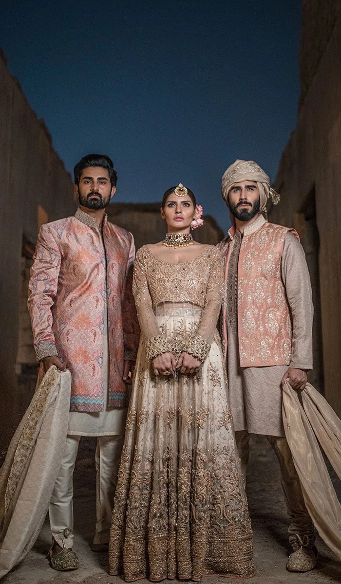 Champagne Gold Embellished Net Bridal Lehenga (3-Piece) - Image 1