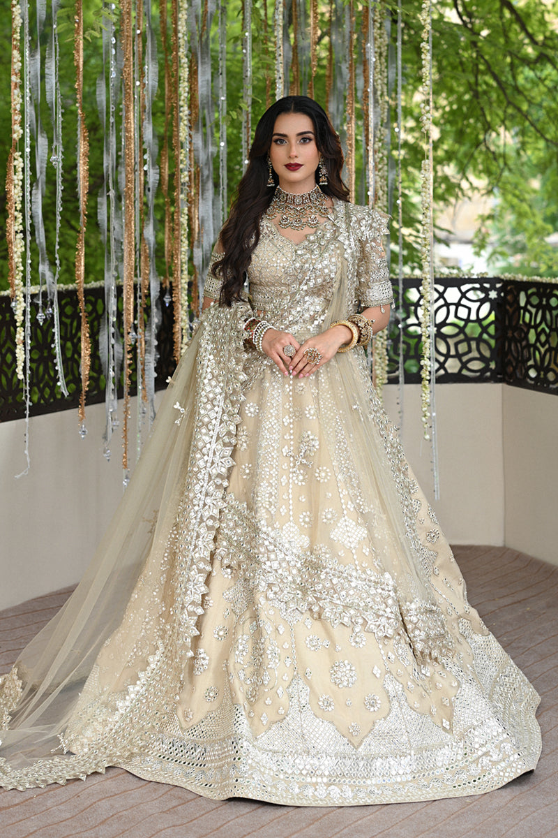 Pakistani Champagne Gotta Embroidered Net Lehenga Choli (3-Piece) - Image 1