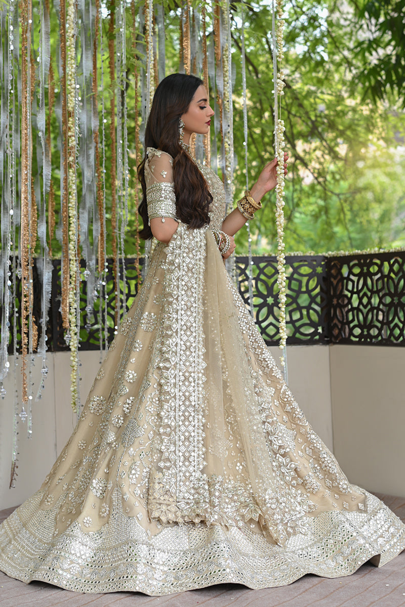 Pakistani Champagne Gotta Embroidered Net Lehenga Choli (3-Piece) - Image 3