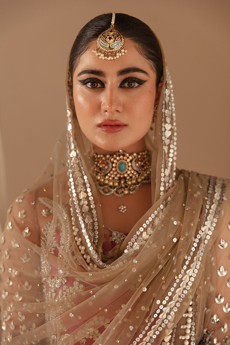 Indian Copper Hand-Embellished Net Lehenga Dress (3-Piece) - Image 5