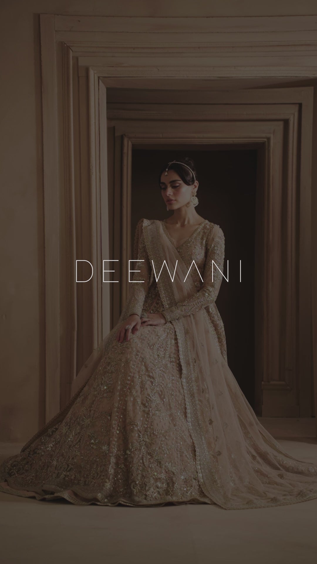 Pakistani Champagne Hand-Embellished Net Organza Bridal Lehenga (3-Piece) - Image 3